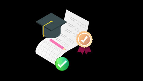 graduation-cap-achievement-certificate-Concept,-success-label-with-Alpha-Channel.